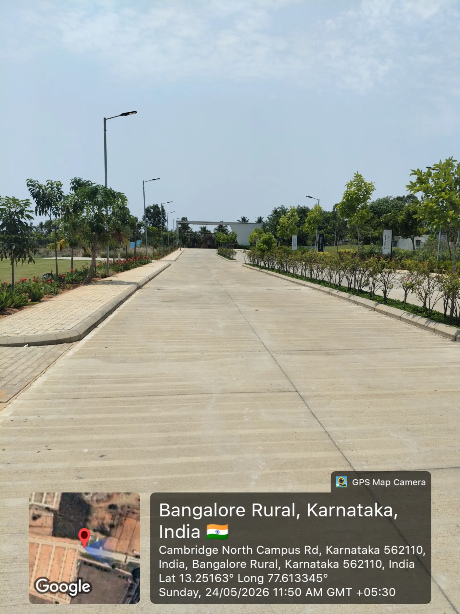 Internal road at Arvind The Park location in Devanahalli