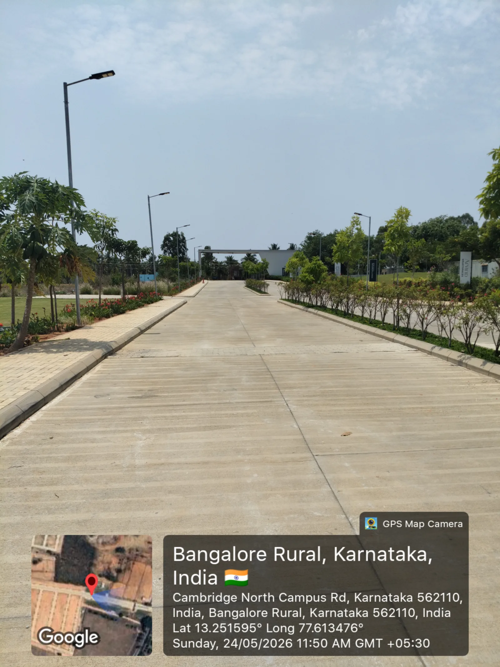 Project entrance road at Arvind The Park, Devanahalli